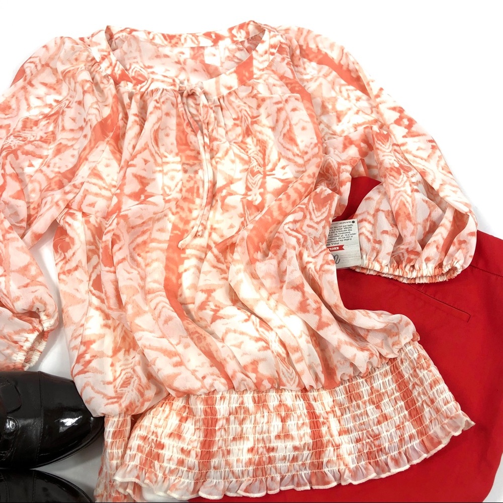 Wranglers Sheer Peach Southwest Blouse Size L - Picture 1 of 4